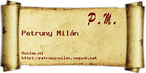 Petruny Milán névjegykártya