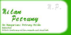 milan petruny business card